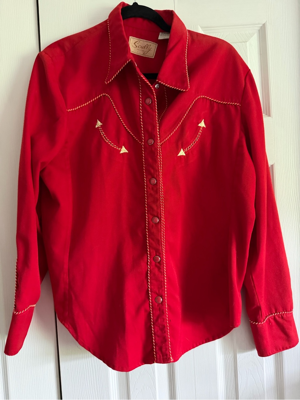 Vintage Scully Red Western Snap-Front Shirt with Gold Arrow Accents
